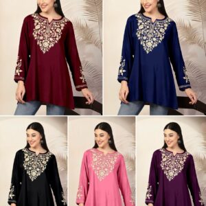 Trending Short length G3 Kurti with Embroidery Work