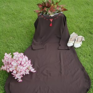 Coffee Brown Crepe Embroidered A-Line Kurta